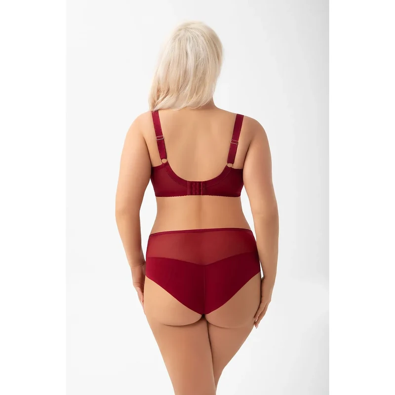 Gorsenia Soutiengorge Dentelle Motifs Feuilles Bordeaux Bonnets Semitransparents Armatures Intégrées Bretelles Ajustables Fermeture Arrière Plaque Dorée Doux Respirant Maintien Renforcé