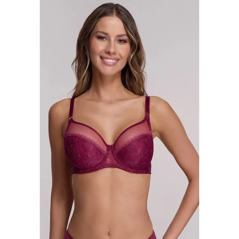 Soutien-gorge push-up model 218308 Ava pour formes généreuses confortable tissu doux respirant armatures inférieures latérales dentelle