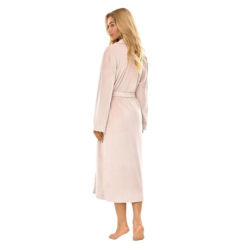 Peignoir élégant pour femme confortable robe de chambre style classique col châle sangle taille matelassé doux coton polyester lingerie détente maison
