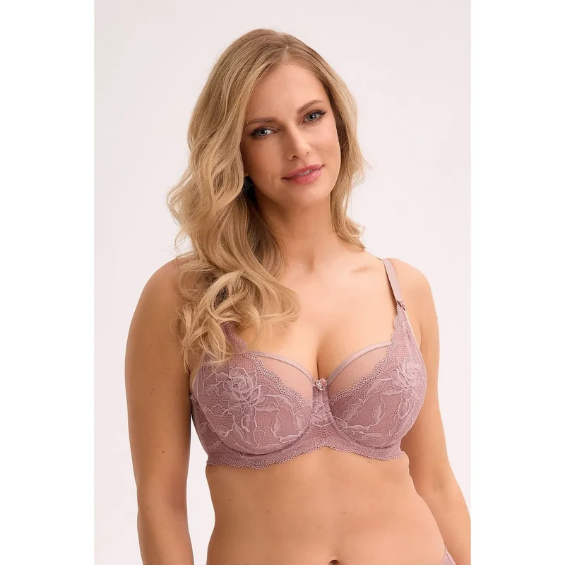 Soutien-gorge semi-coqué élégant Gaia model 217964 lingerie érotique full coverage cups lace pattern floral motifs ajustables straps doux confort femme sexy