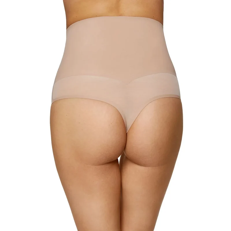 Strings confortables taille haute élastique modelage ventre hanches tulle inserts culottes minuscules coton doux lingerie sexy discrète quotidienne