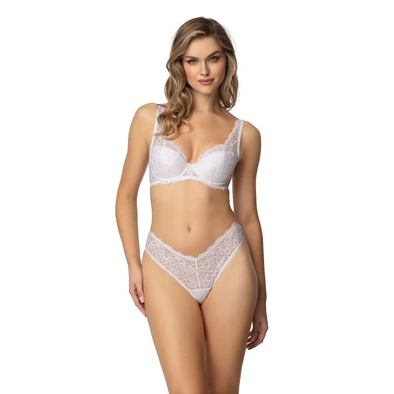 Ensemble lingerie raffinée dentelle floral soutien-gorge rembourré culotte taille haute confort élégance féminine lingerie sexy intime