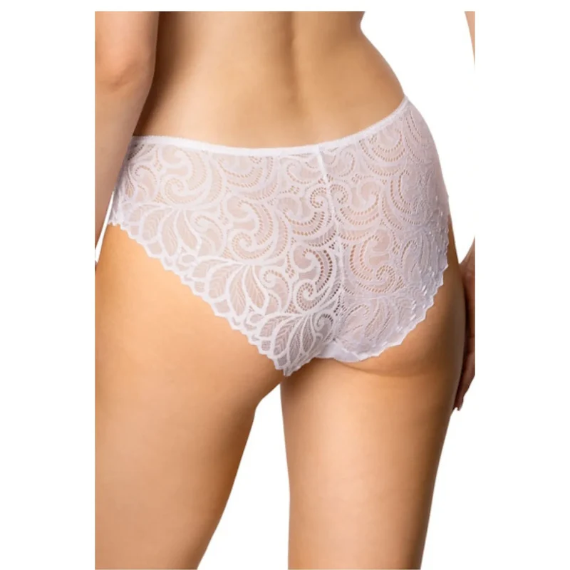 Culotte féminine dentelle florale taille basse Nerine blanc subtilité confort ajustement parfait lingerie élégante occasion spéciale