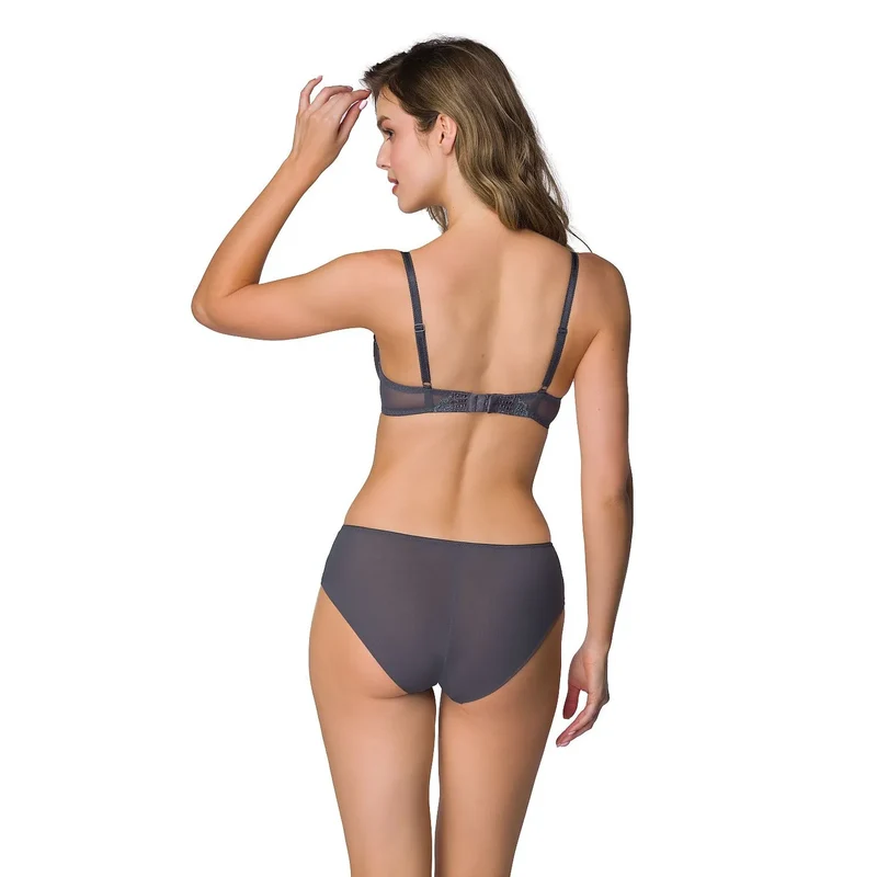 culottes Melisande gris anthracite dentelle tulle broderie filet confort quotidien raffinement sensualité élasticité taille jambes doublure hygiène durable sophistiquée