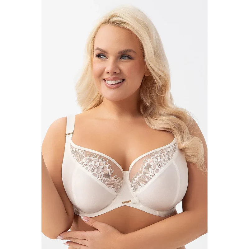 Soutien-gorge Gorsenia Lingerie soft model 216133 dentelle floral beige lingerie féminine confortable maintien stable