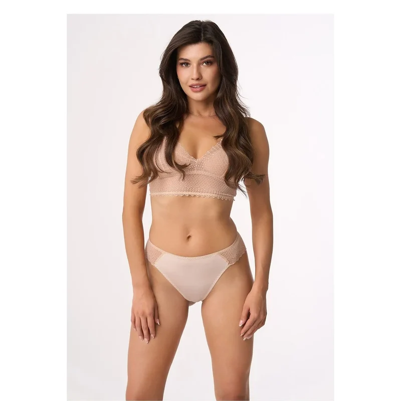 Ensemble lingerie sexy romantique confortable sans armature dentelle fine florale bordure festonnée culotte opaque inserts côtés respirant doux
