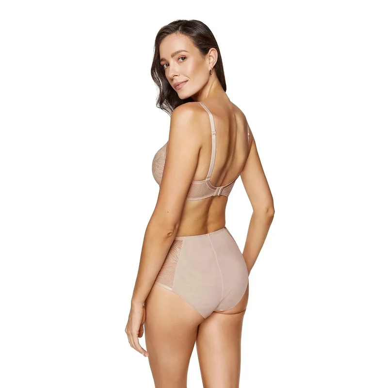 Ensemble lingerie féminin dentelle motif floral nude soutien-gorge culotte haute bretelles ajustables corsage mousse corseterie coton OEKO-TEX