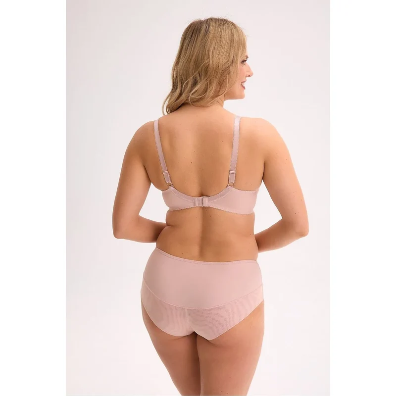 Ensemble de lingerie élégant et confortable pour femme, soutien-gorge armé et culotte haute dentelle floral microfibre coton rose poudré