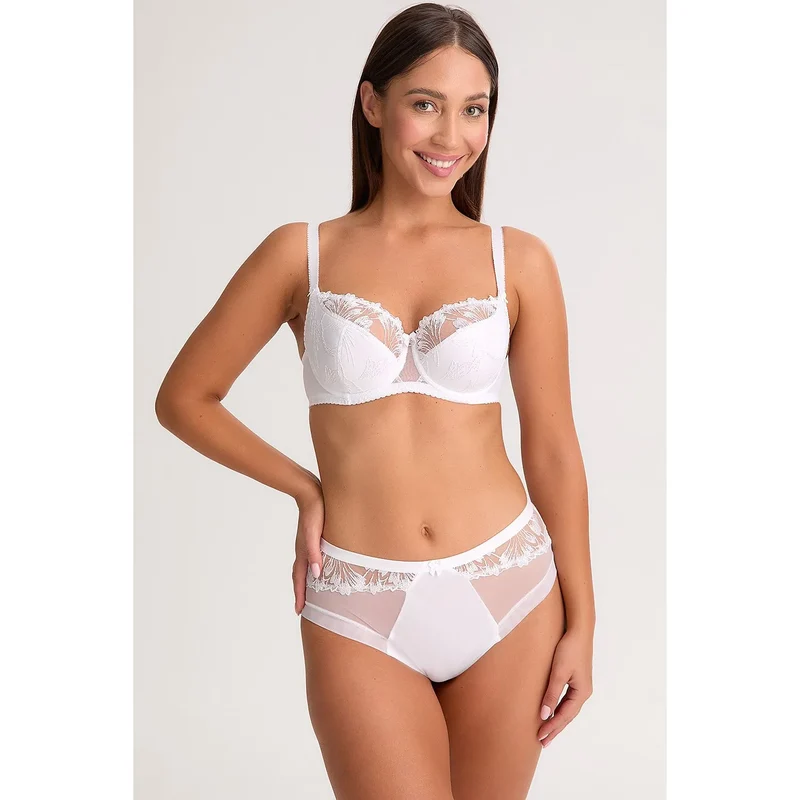 Soutien-gorge féminin dentelle floral Gaia model 216006 semi-rigide broderies détails nœuds bretelles ajustables lingerie élégante confort maintien