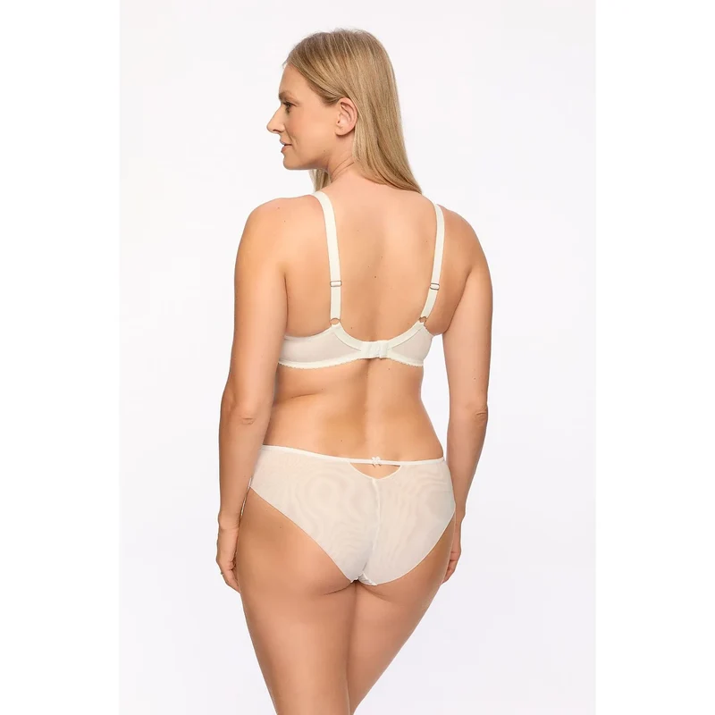 soutien gorge semi rigide balconnet dentelle florale transparente beige clair armatures bretelles ajustables bonnets renforcés maintien optimal confort quotidien raffiné