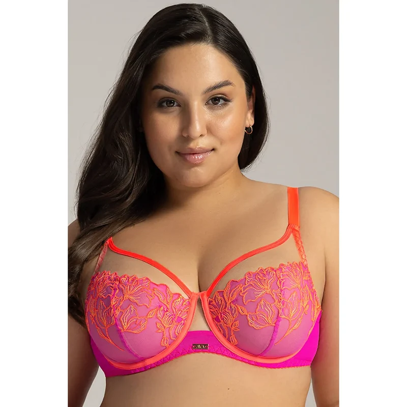 Soutien-gorge soft Ava à armatures sous-cups broderie florale couleurs vives maintien parfait lingerie féminine sexy