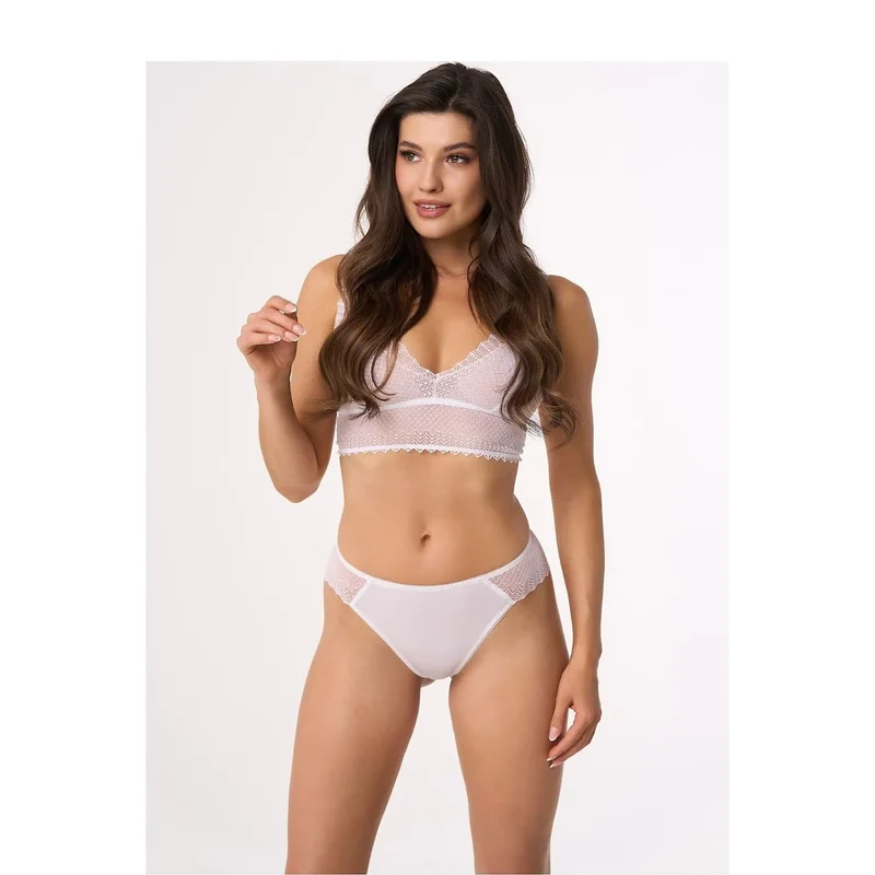 ensemble lingerie féminine sensuelle dentelle bralette sans armatures coton élasthanne confortable respirant bretelles ajustables culotte taille moyenne florale blanche hypoallergénique