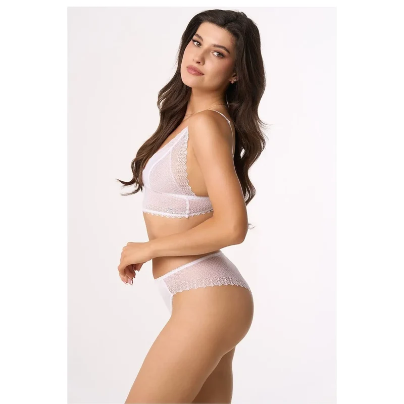 ensemble lingerie féminine sensuelle dentelle bralette sans armatures coton élasthanne confortable respirant bretelles ajustables culotte taille moyenne florale blanche hypoallergénique