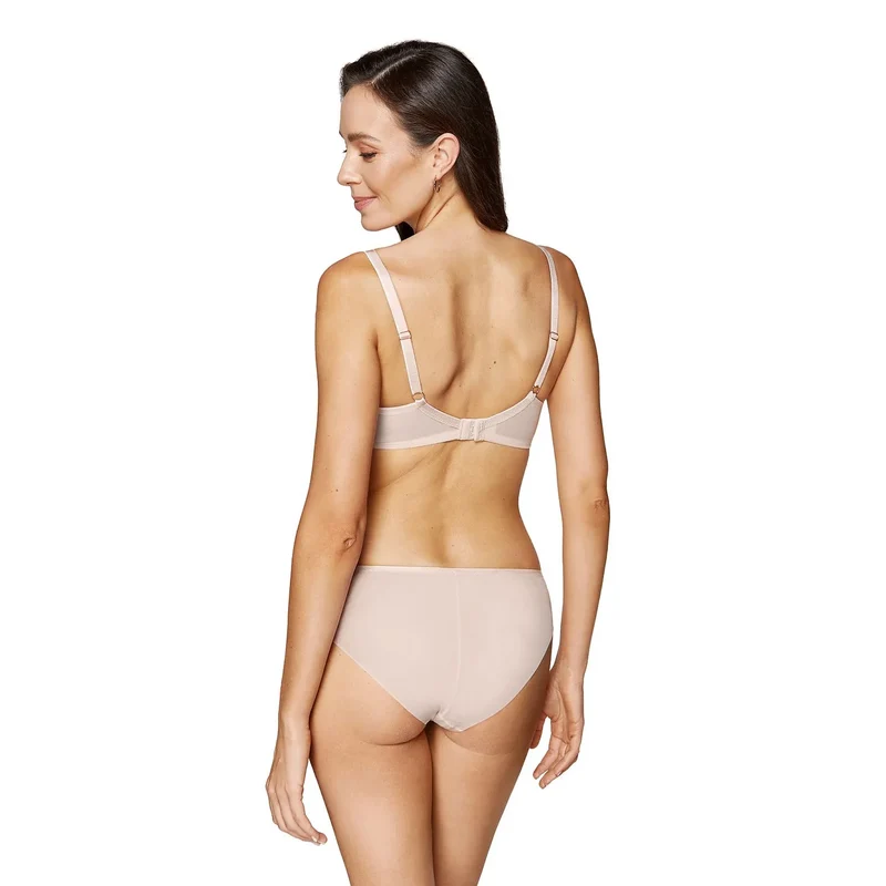 Lingerie élégante Culottes Gorteks modèle 215357 broderie beige transparente soutien-gorge culotte floral motif lingerie intime féminine