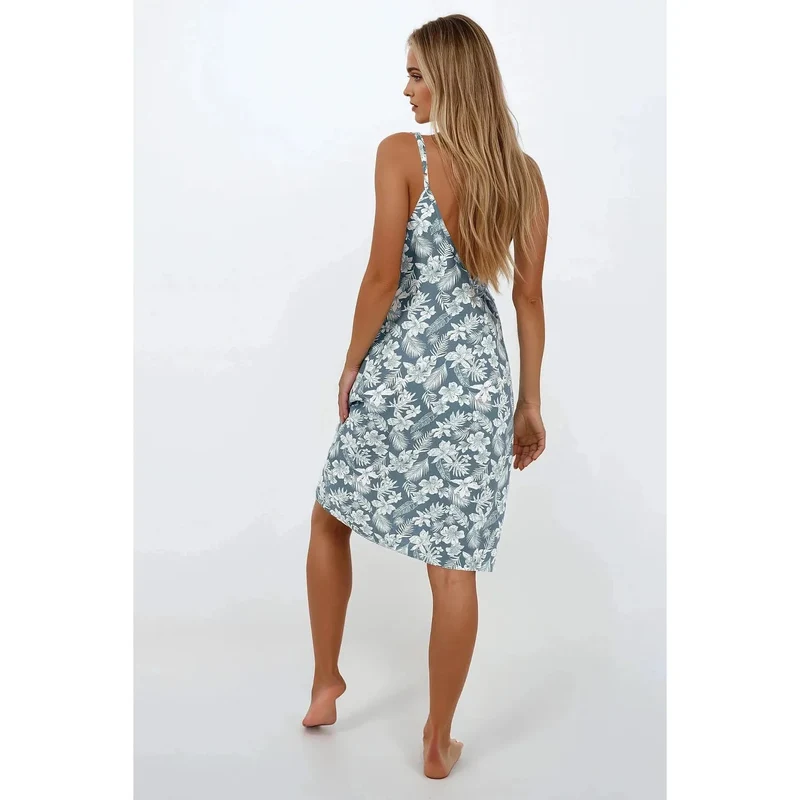 Chemise de nuit sensuelle et élégante V-neck dos dégagé bretelles ajustables tissu doux aéré genoux longueur lingerie féminine intime détente