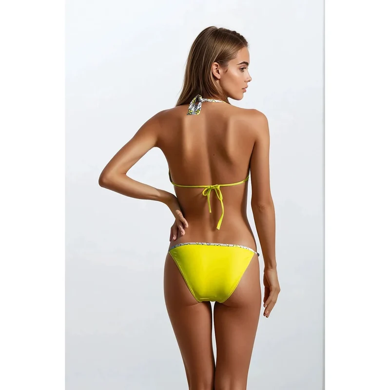 Maillot de bain deux pièces Ewlon 214342 soutien-gorge dos noué coussinets amovibles ajustable bikini lisse plage soleil style