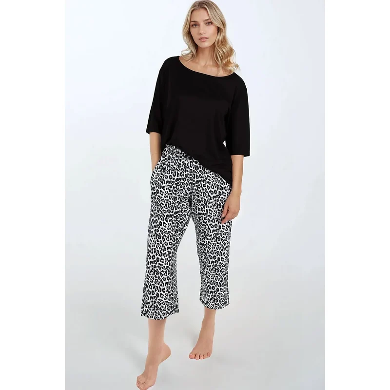 Pyjama model 217124 Momenti Per Me set de pyjama sexy pour femme en tissu doux à motif léopard pyjama élégant pour détente à domicile ou loisirs