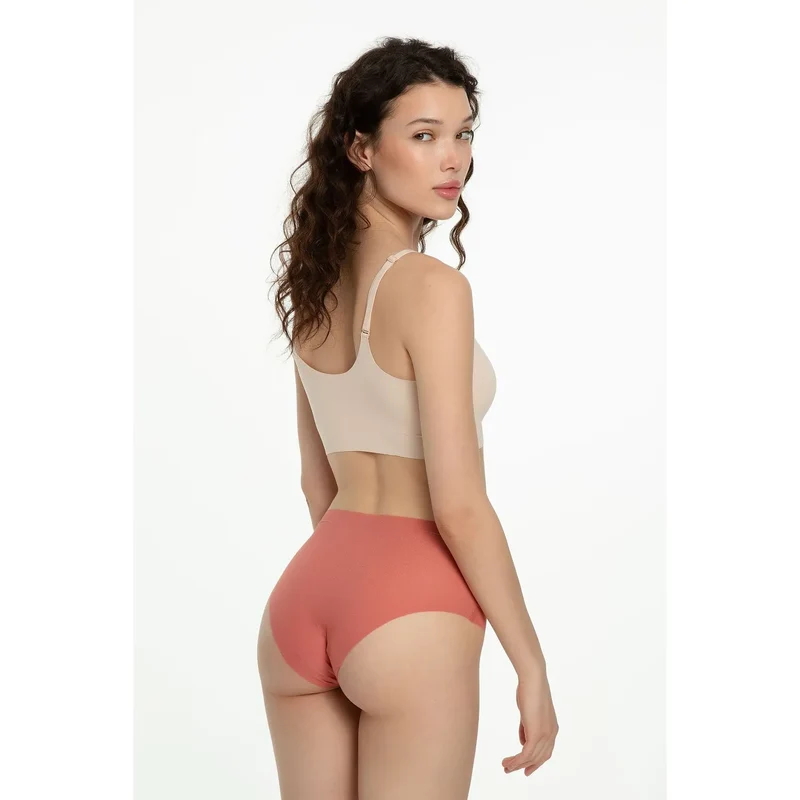 Lingerie sexy culotte taille haute Julimex soutien-gorge sans armature beige nude corail microfibre spandex confort parfaite适应 Tout quotidien
