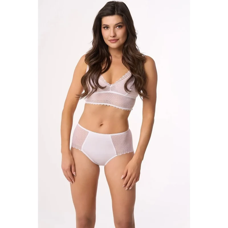 Culottes érotiques Babell modèle 213319 taille haute dentelle dos transparent coton élasthanne lingerie féminine sexy