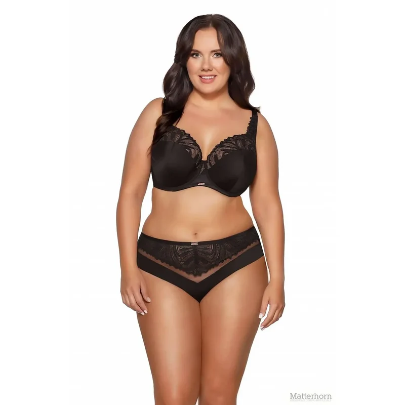 Soutiengorge Ava modele212993 semirigide dentelle florale noire bonnets mousse doublure elastique maintien confort bretelles ajustables semitransparent ourlet decoratif silhouette ronde