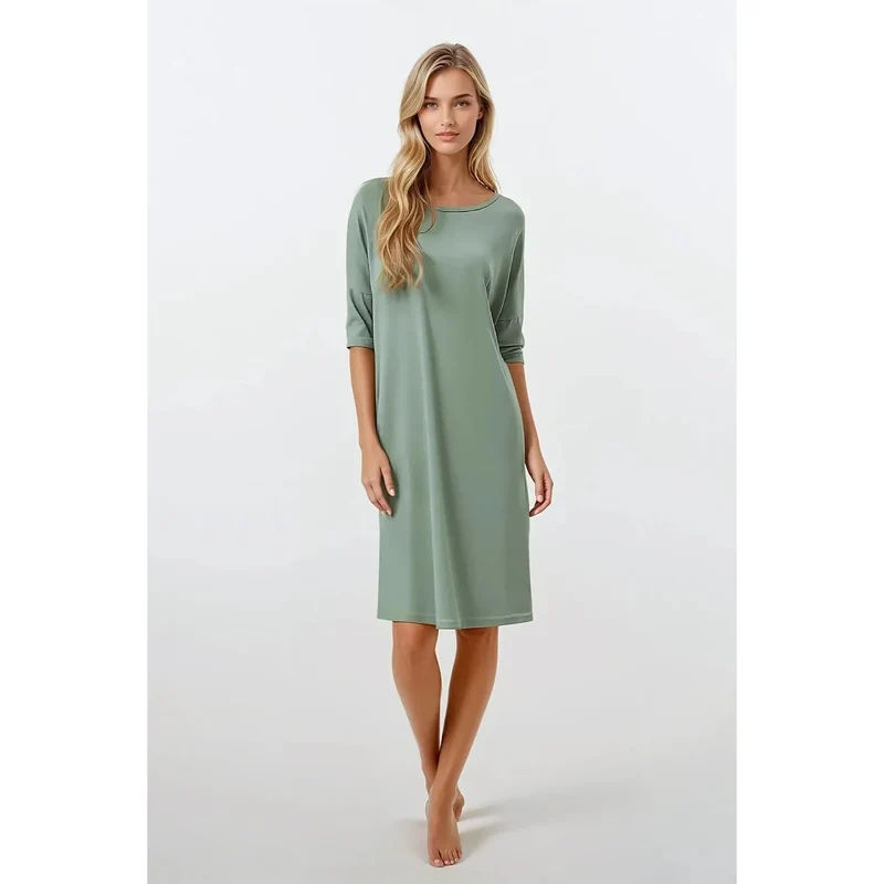 nuisette viscose douce fluide coupe droite ample manches trois quart encolure ronde longueur genou couleurs sobres apaisantes confort maximal élégante