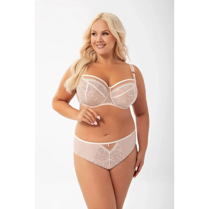 Culotte Gorsenia lingerie élégante dentelle tulle maille semi transparente motifs floraux coutures fines doublure coton ceinture plate côtés couverts