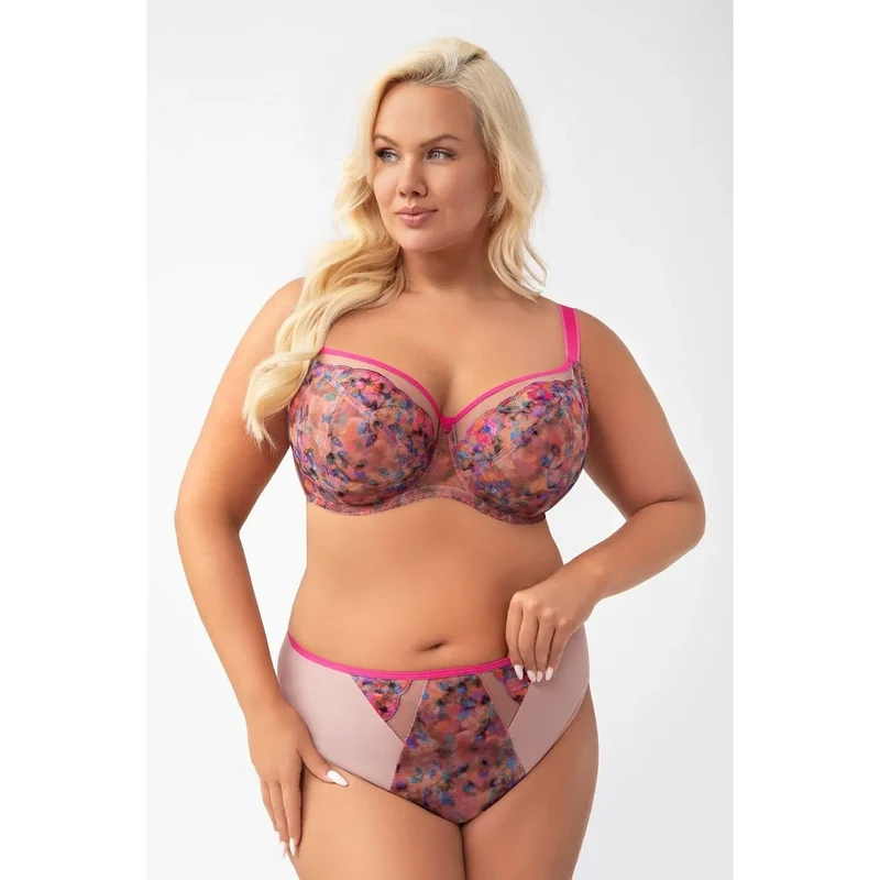 Soutien-gorge Gorsenia 212770 Soft Model lingerie balconnet floral soutien optimal confort matelasmesh armatures latérales fuchsia