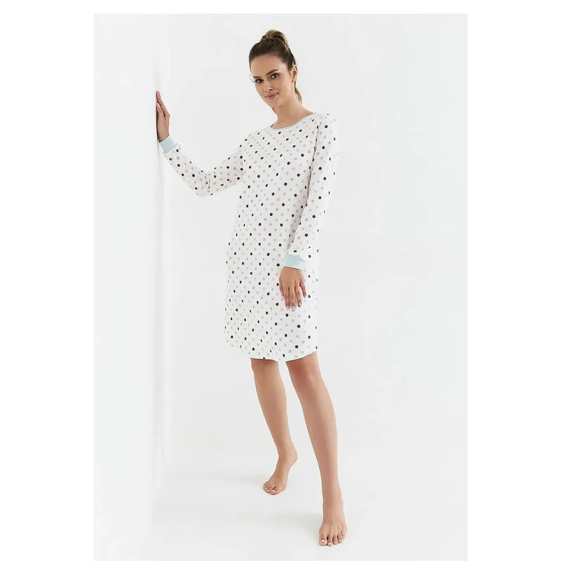Chemise de nuit model 212762 Cana coton confortable élégante manches longues poignets côtelés nuits paisibles lingerie
