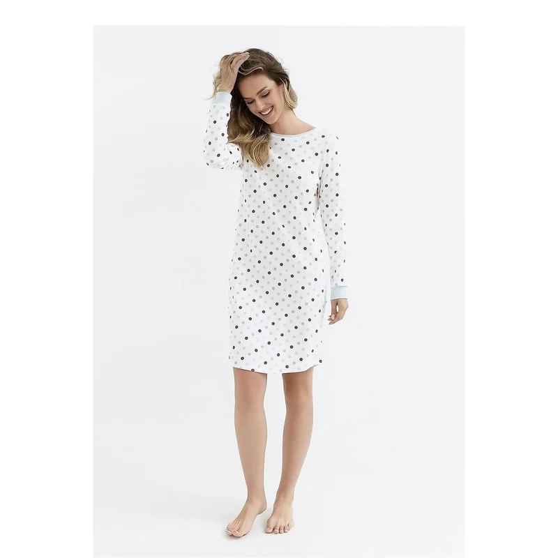 Chemise de nuit model 212762 Cana coton confortable élégante manches longues poignets côtelés nuits paisibles lingerie