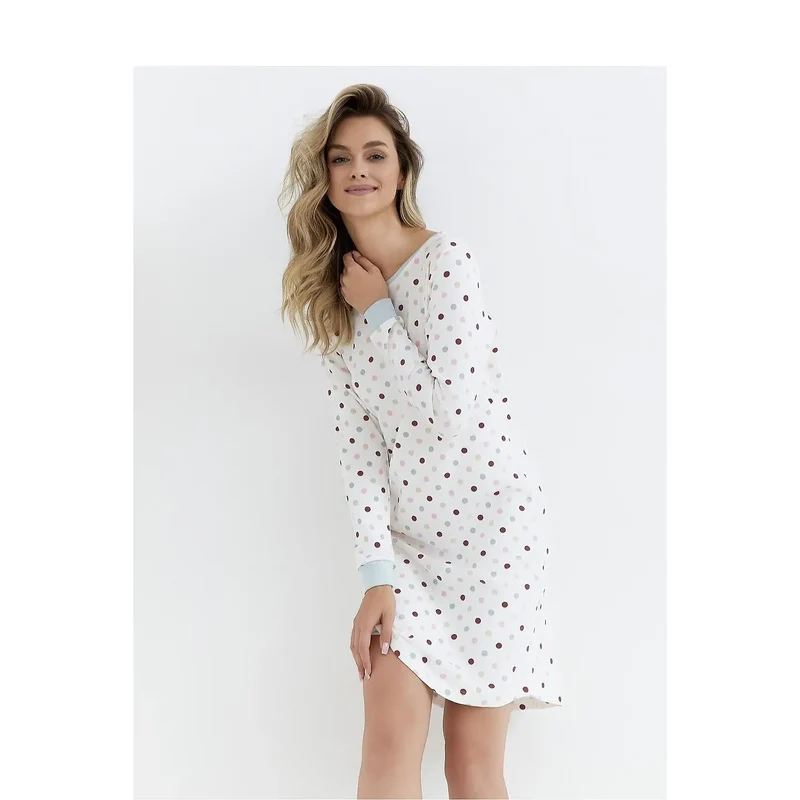 Chemise de nuit model 212762 Cana coton confortable élégante manches longues poignets côtelés nuits paisibles lingerie
