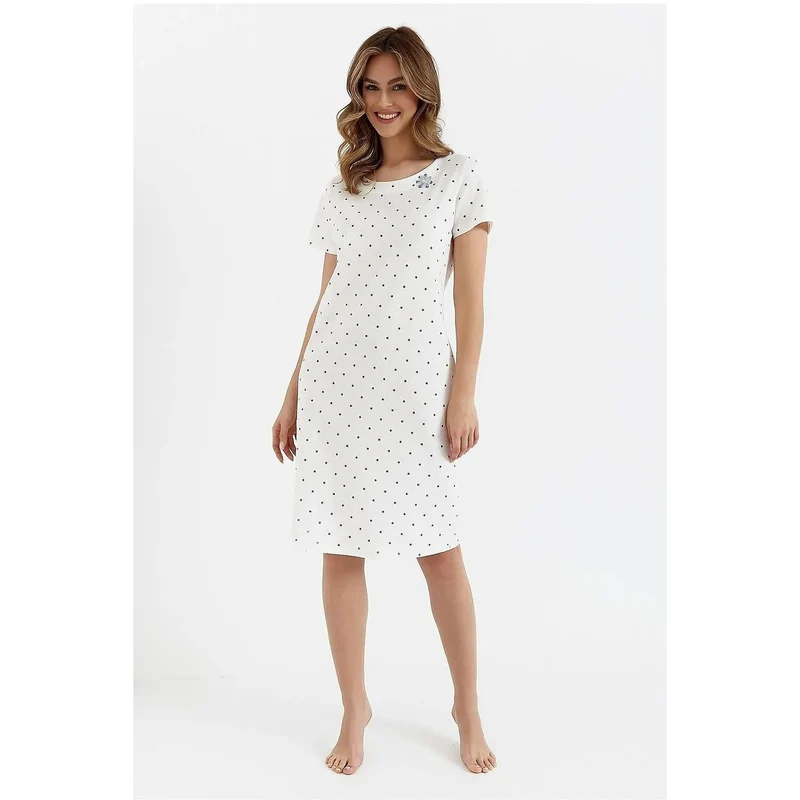 chemise nuit femme confortable manches courtes coton elasthanne ample longueur genou encolure ronde respirant doux hypoallergénique