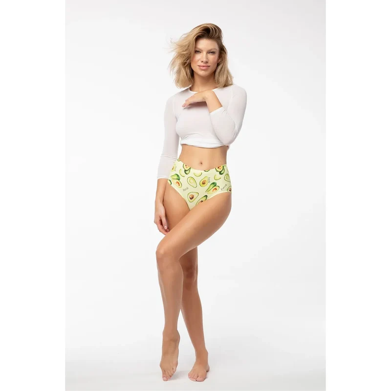 Culottes Julimex modèle 212015 imprimé avocat microfibre douce taille haute confort quotidien style audacieux