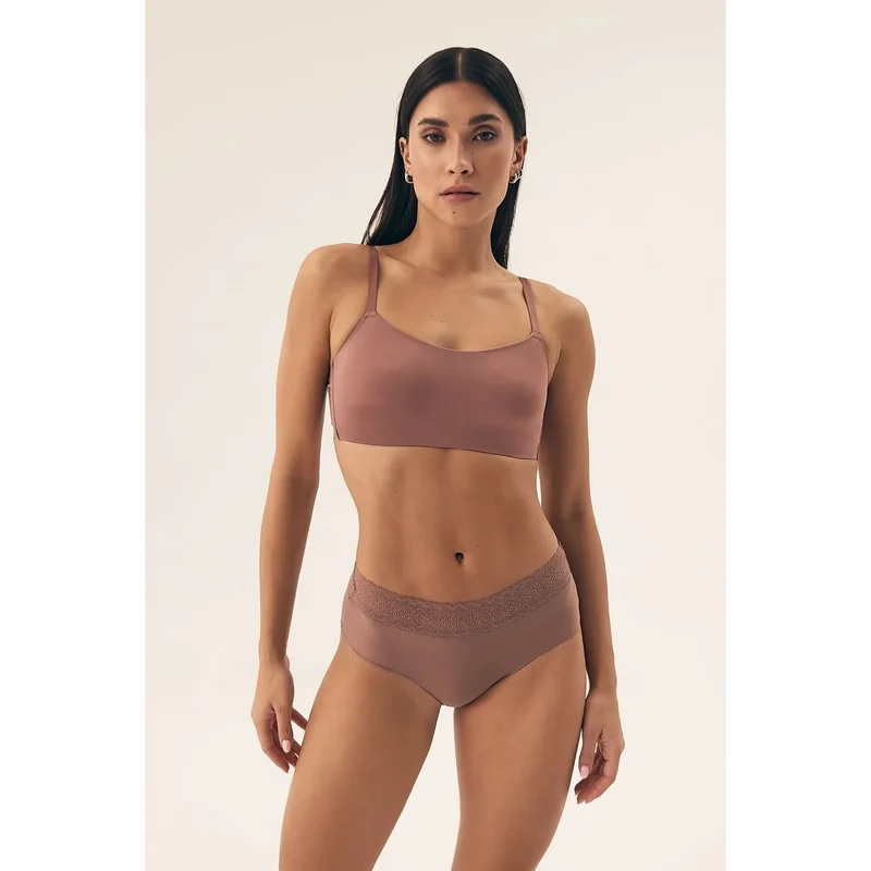 Ensemble lingerie féminine Culottes model 212013 Henderson soutien-gorge culottes terrecotta marron rosé dentelle confort élégance quotidien cadeau femme