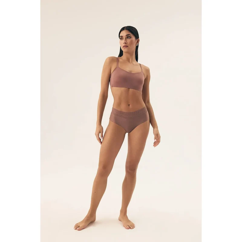 Ensemble lingerie féminine Culottes model 212013 Henderson soutien-gorge culottes terrecotta marron rosé dentelle confort élégance quotidien cadeau femme