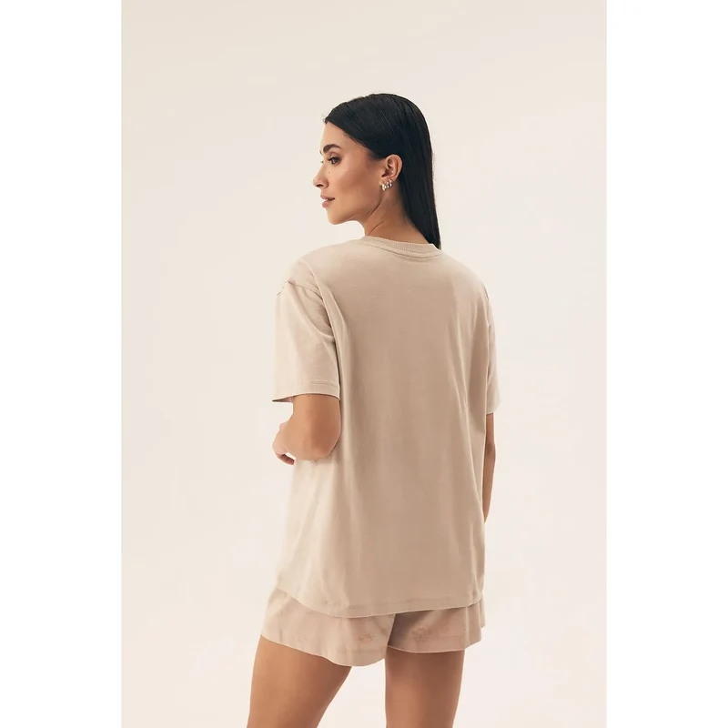 Pyjama Henderson 212009 élégance intemporelle coton 100% t-shirt manches courtes col rond short imprimé beach wave design détente maison cadeau