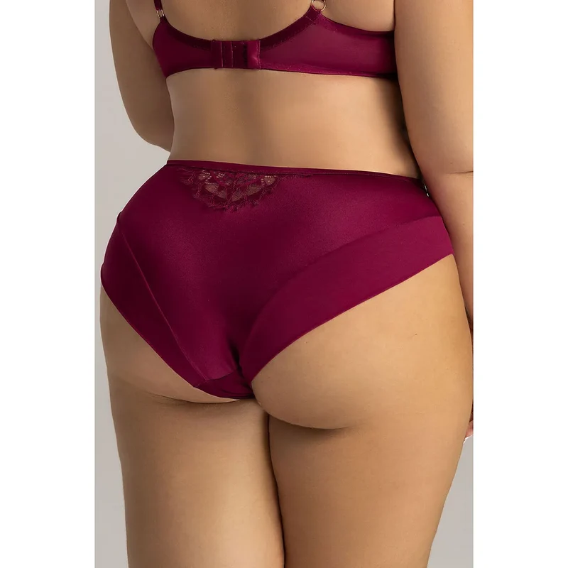 Lingerie sensuelle ensemble Ava 211935 microfibre dentelle tulle bordeaux taille plus armatures bretelles ajustables fermeture crochets bande elastique plate