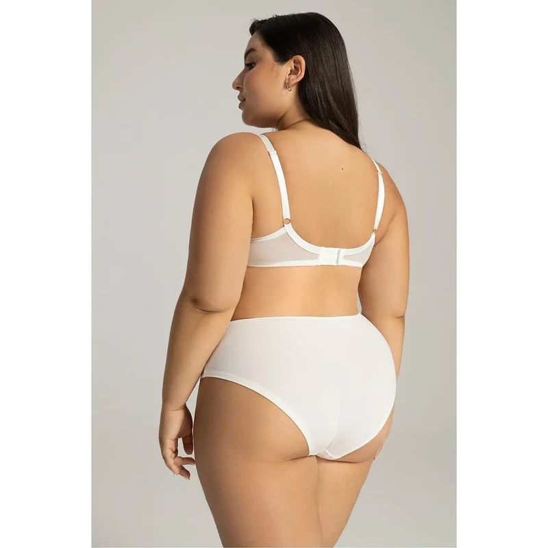 culotte Ava modèle211934 coupe haute microfibre douce dentelle florale panneaux unis arrière ceinture plate maintien discret élégant sensuel