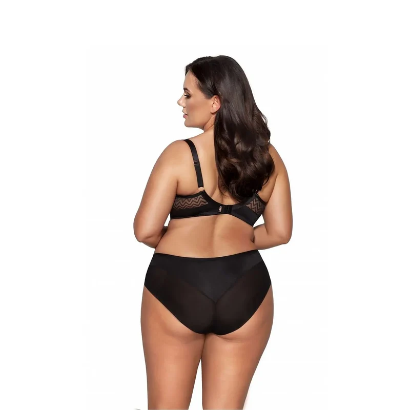 Ensemble lingerie féminine sexy soutien-gorge culotte motifs zigzag transparents tissu opaque confort élégance ajustement personnalisé