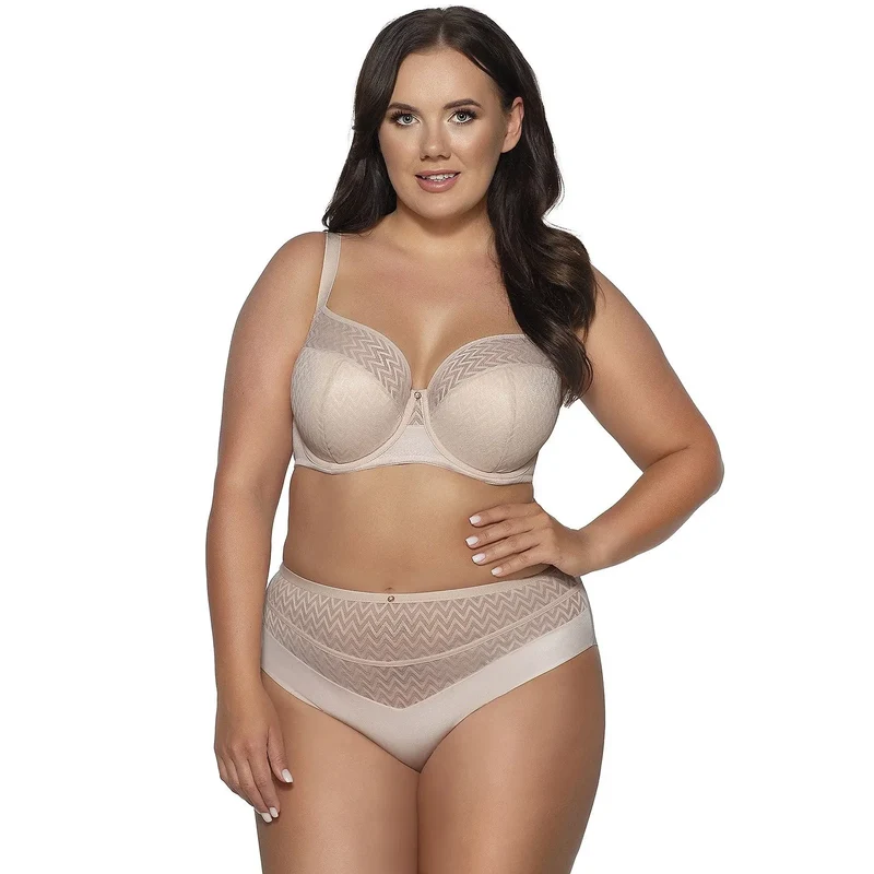 brassiere rembourre leger maintien confort armature bretelles larges ajustables fermeture crochets dentelle chevron noeud feminin discret beige quotidien