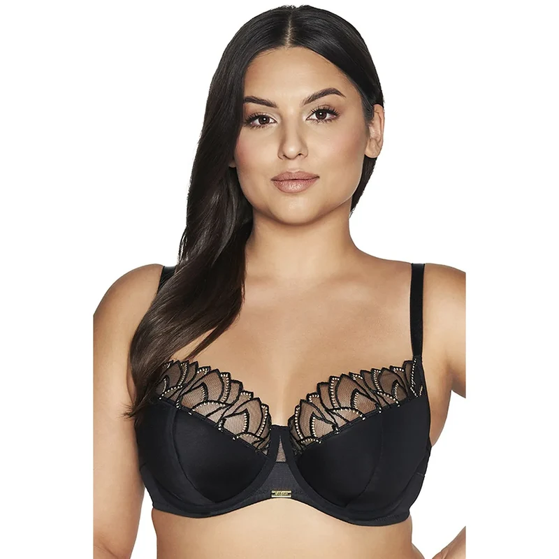 Soutien-gorge balconnet couvrant dentelle noire ajustables maintien optimal lingerie féminine confortable elegance femmes poitrine généreuse