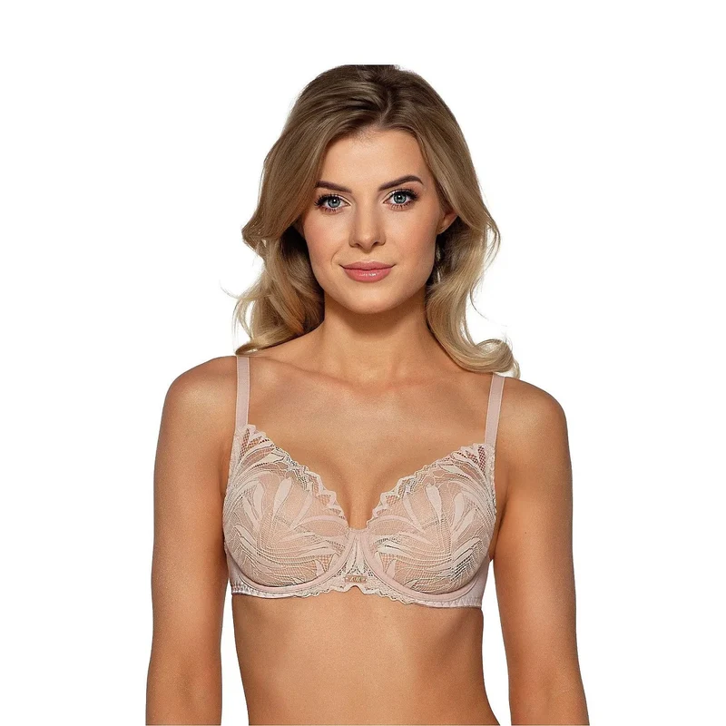 Soutien-gorge push-up Ava 211921 lingerie élégante dentelle floral beige neutre maintien renforcé armatures inférieures ajustement personnalisé