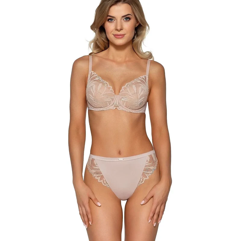 Soutien-gorge push-up Ava 211921 lingerie élégante dentelle floral beige neutre maintien renforcé armatures inférieures ajustement personnalisé