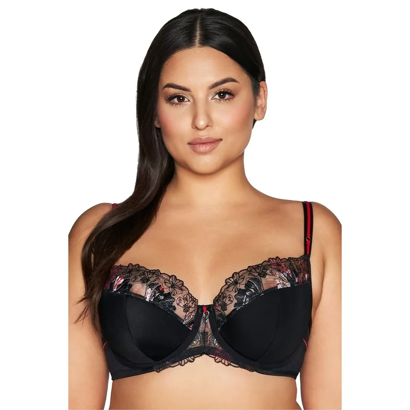 Soutien-gorge féminin semi-doublé Ava mode fonctionnel fermeture arrière microfibre dentelle floral femme poitrine généreuse maintien confort