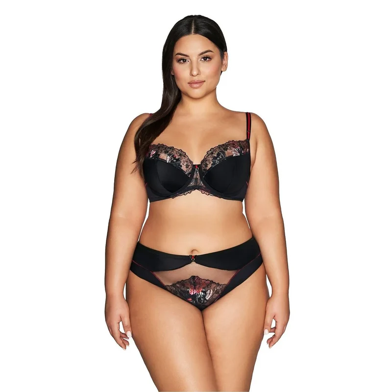 Soutien-gorge féminin semi-doublé Ava mode fonctionnel fermeture arrière microfibre dentelle floral femme poitrine généreuse maintien confort