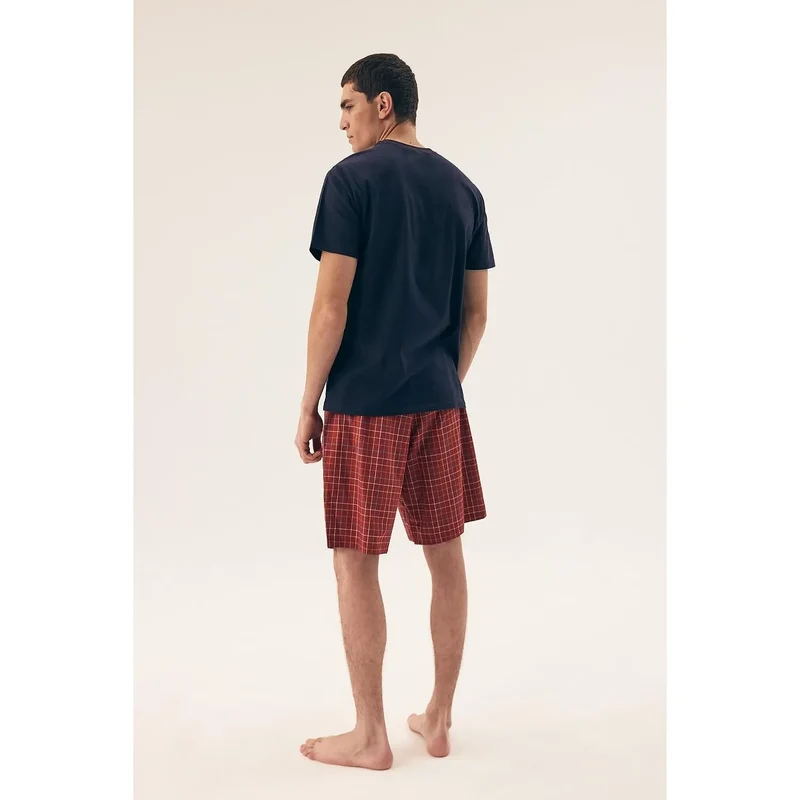 Pyjama homme élégant confortable t-shirt ample col rond short à carreaux coton respirant style décontracté Malibu Beach CALI
