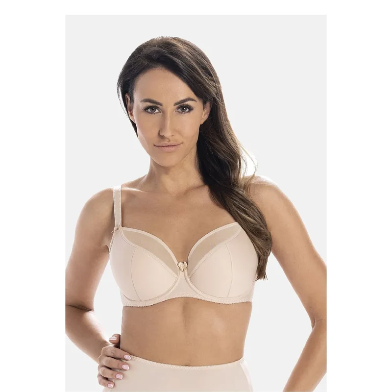 soutien gorge semi rigide armatures modèle 211572 élégant discret beige bonnets légèrement rembourrés maille respirante bretelles ajustables