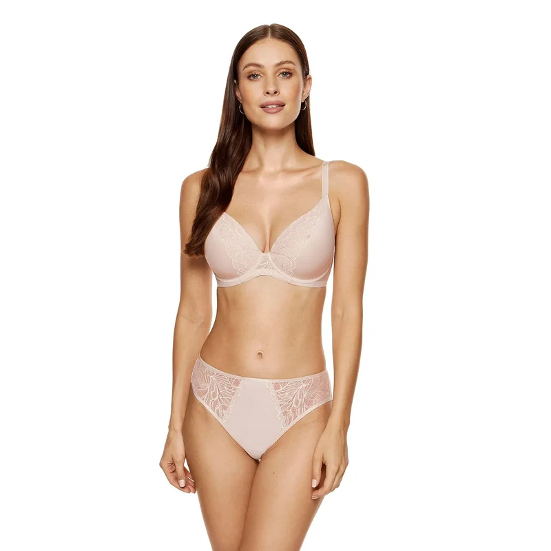 Soutien-gorge rembourré model 208965 Gorteks lingerie érotique soutien-gorge classique couleur universelle dentelle florale tulle élastique bonnets lisses moulés thermiquement double couche tulle