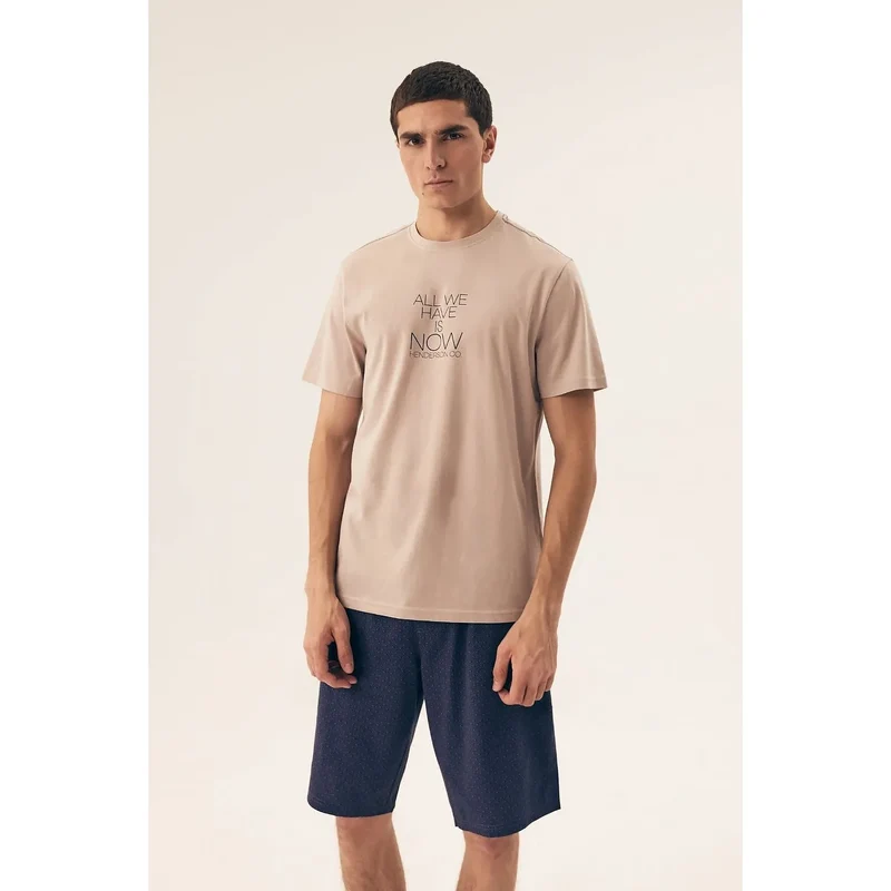 pyjama homme Henderson modèle doux respirant confortable manches courtes col rond motif moderne short imprimé taille élastique boîte élégante cadeau