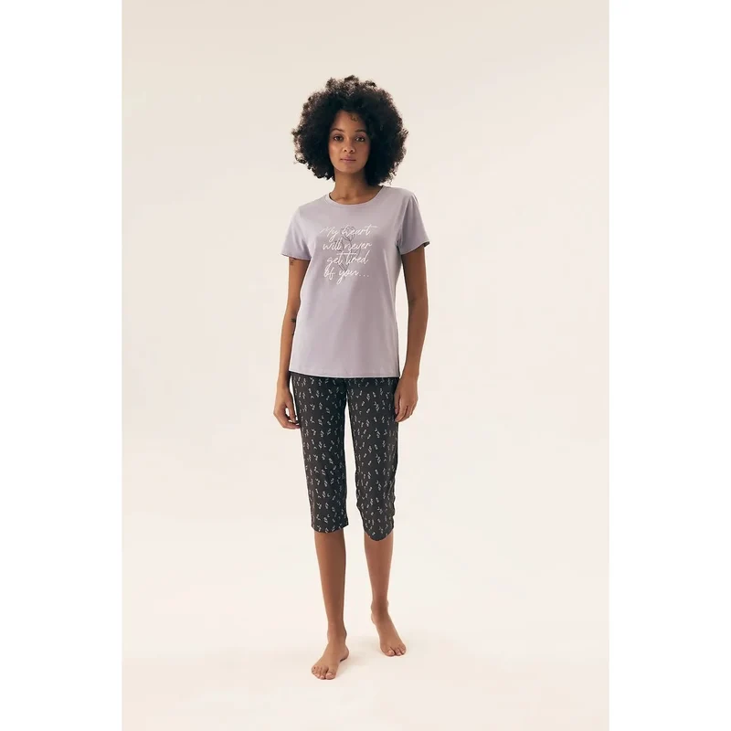 Pyjama femme confort élégance style print imprimé coton doux capri nuit détente relaxation 208593 Henderson