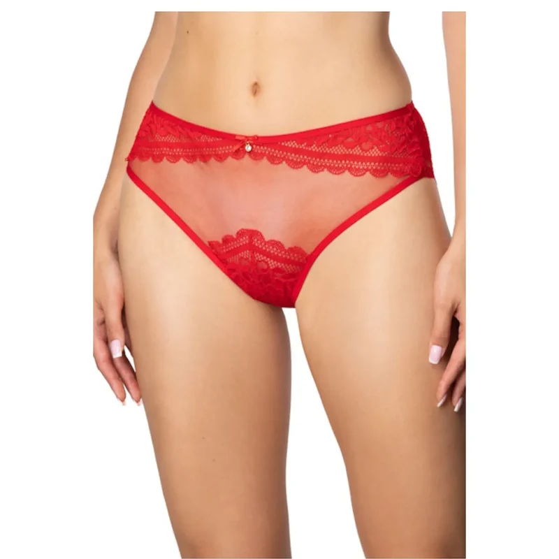 culotte dentelle rouge floral élégante sexy féminine résille transparente confortable ajustée discrète bijou doré romantique sophistiquée quotidienne